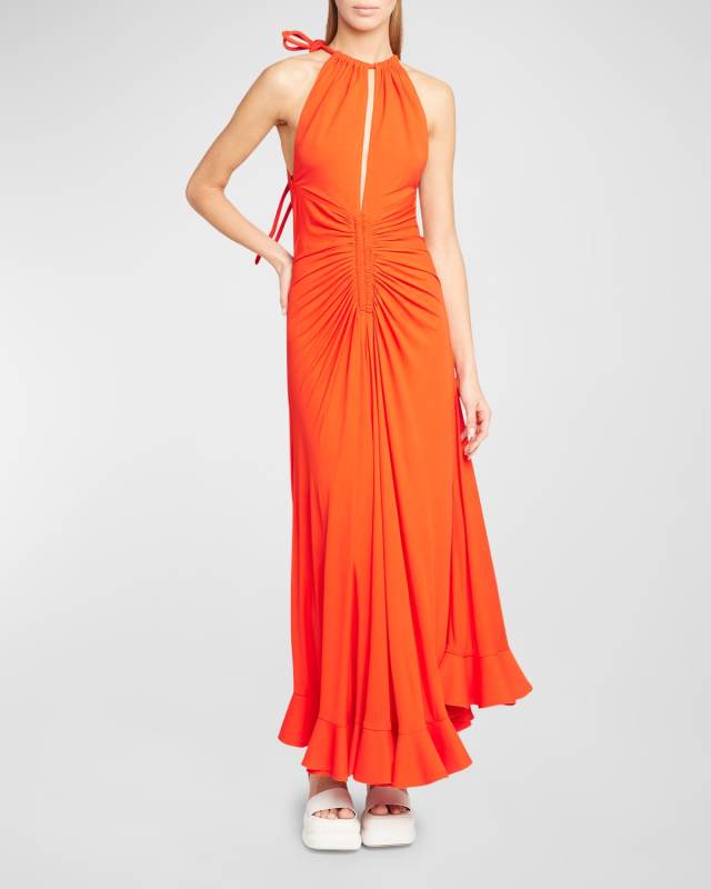 Ruched Crepe Jersey Maxi Dress
